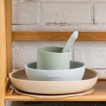 NATTOU Set jídelní silikonový ískovo zelený bez BPA 4 ks – Zboží Dáma