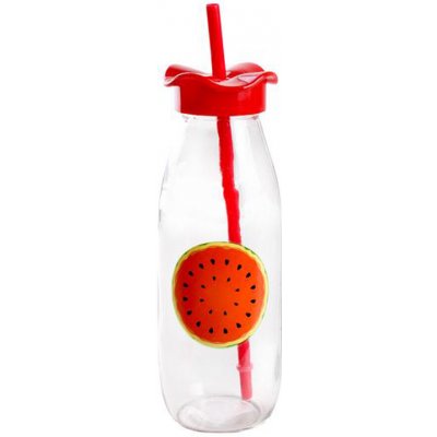 TORO Skleněná láhev s víčkem a brčkem MIX motivů 500ml – Sleviste.cz