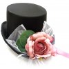 Svatební autodekorace Cylindr černý na auto - starorůžová LUX růže