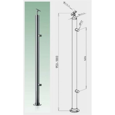 JAP Nerezový sloupek ke kotvení ze shora pro 2 nerezový prut, malá patka, AISI 304 – Zboží Mobilmania