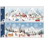 ANDĚL Okenní fólie zimní vesnička s glitrem 21 x 59,5 cm – Sleviste.cz