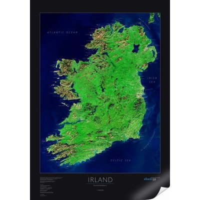 Albedo39 Irsko - satelitní mapa 70 x 100 cm Varianta: bez rámu v tubusu, Provedení: papírová mapa