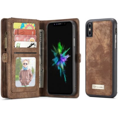 PROTEMIO 26230 WALLET Ochranný kryt s peněženkou 2v1 pro Apple iPhone X / XS hnědý – Zboží Mobilmania