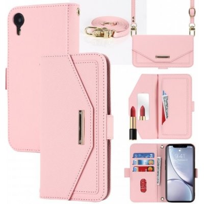 Pouzdro Appleking Flipové s popruhem ve stylu psaníčka iPhone XR - růžové – Zboží Mobilmania