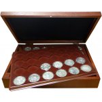 Luxusní dřevěná kazeta na stříbrné pamětní mince ČNB 1993 2025 červený vnitřek – Zboží Dáma