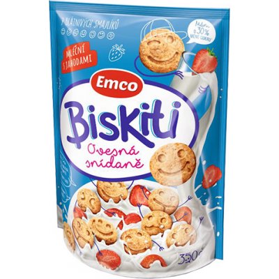 Emco Biskiti mléční s jahodami 350 g – Zbozi.Blesk.cz
