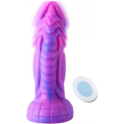 HiSmith HSA99 Dream Sky Monster Series Curved Giant Suction Dildo with Vibrations 20.3cm Pink Purple