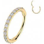 Šperky4U Zlacený ocelový piercing segment kruh se zirkony SG120GD-08 – Zboží Dáma