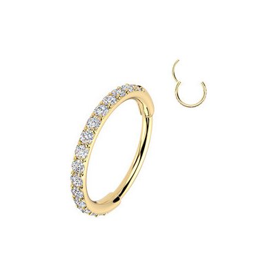 Šperky4U Zlacený ocelový piercing segment kruh se zirkony SG120GD-08 – Zboží Dáma