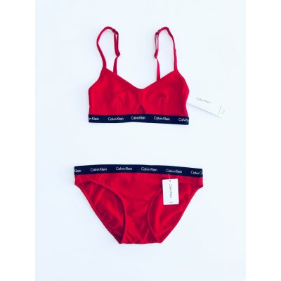 Calvin Klein Crew Royal Red stylová podprsenka Bralette a kalhotky Bikini set 2 ks – Zboží Mobilmania