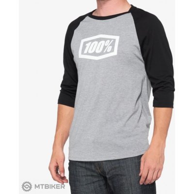 100% Icon 3/4 Sleeve Tech Tee grey/black