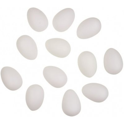 Vajíčka velikonoční - bílá k dozdobení plastová 6 cm,bez šňůrky,12 ks v sáčku 9940 – Zboží Mobilmania