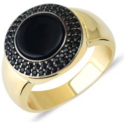 Lillian Vassago Zlatý pánský prsten s onyxem LLV83 GR003