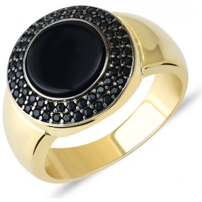 Lillian Vassago Zlatý pánský prsten s onyxem LLV83 GR003