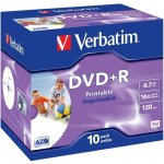 Verbatim DVD+R 4,7GB 16x, Advanced AZO+, printable, jewel, 10ks (43508) – Zboží Živě