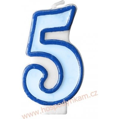 PartyDeco Narozeninová svíčka s číslem 5 modrá – Zboží Mobilmania
