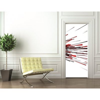 WEBLUX 33480346 Samolepka na dveře fólie 3d abstract explosion red 3d abstraktní výbuch červená rozměry 90 x 220 cm – Zboží Mobilmania