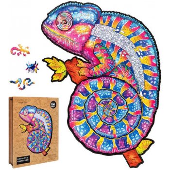 Puzzler Woods Dřevěné barevné Hypnotický chameleon 160 dílků