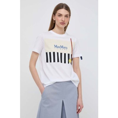 Max Mara Leisure Bavlněné tričko 2416941108600 bílá – Zboží Mobilmania