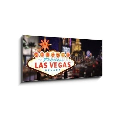 Skleněný obraz 1D panorama - 120 x 50 cm - Welcome to Las Vegas Nevada Vítejte v Las Vegas Nevada – Zboží Mobilmania