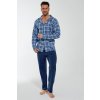 Pánské pyžamo Cornette 114/61 pánské pyžamo dlouhé propínací modré