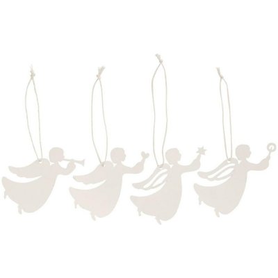Papírové vánoční ozdoby anděl Ib Laursen SET 4ks bílé – Zboží Mobilmania