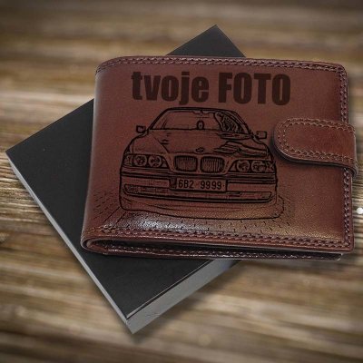 Pánská kožená peněženka Premium Leather s monogramem a vlastním textem nebo fotkou – Zboží Mobilmania