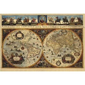 K + K Svět Blaeuw 1662 - historická mapa 80 x 54 cm Varianta: bez rámu v tubusu, Provedení: papírová mapa