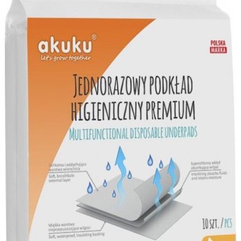 Akuku Jednorázové hygienické podložky PREMIUM 40 x 60 cm bal. 10 ks