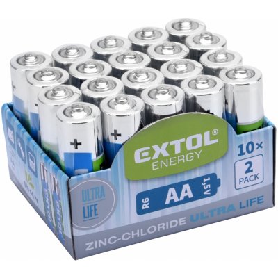 Baterie zink-chloridové, 20ks, 1,5V AA (R6) EXTOL ENERGY 42003