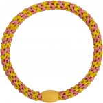 KKNEKKI Gumička do vlasů Kknekki Slim Coral Glitter Stripe, žlutá barva, textil – Sleviste.cz