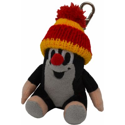 Přívěsek na klíče ústředna Krtek krteček s karabinou sedící červený kulich DS69569824 – Zboží Mobilmania