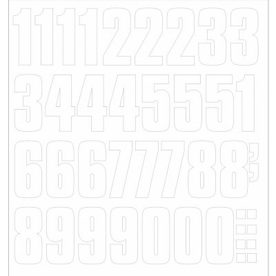 Samolepící čísla - arch vel. 50 mm (bílá) samolepící vinylová fólie arch - čísla 50 mm – Zbozi.Blesk.cz