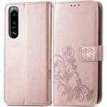 VSECHNONAMOBIL 53540 ART FLOWERS Peněženkový kryt Sony Xperia 5 IV světle růžový – Zboží Živě
