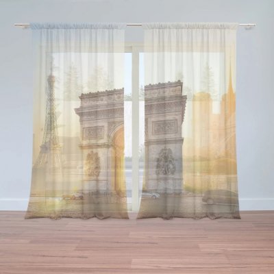 Sablio Záclony Paříž Vítězný oblouk: 2ks 150x250cm – Hledejceny.cz