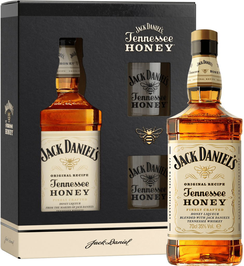 Jack Daniel\'s Honey 35% 0,7 l (dárkové balení 2 sklenice)