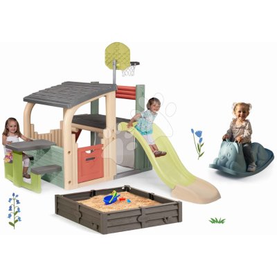Smoby Set hrací centrum Fun Center se skluzavkou a šedá houpačka Kocour od 24 m – Zbozi.Blesk.cz