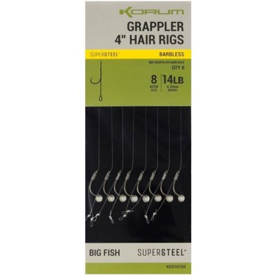 Korum Hotové Návazce Grappler Hair Rigs Barbless 10 cm Velikost 8 0,30 mm 14 lb 8 ks – Zboží Dáma