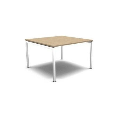 No brand Jednací stůl MOON, 120 x 120 x 74 cm, bělený dub/bílá 2251