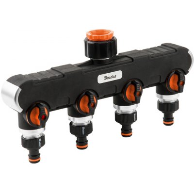 BRADAS BLACK LINE 4cestný rozdělovač s ventily 1" vnitřní závit až 3/4" vnitřní závit HEAVY DUTY – Sleviste.cz
