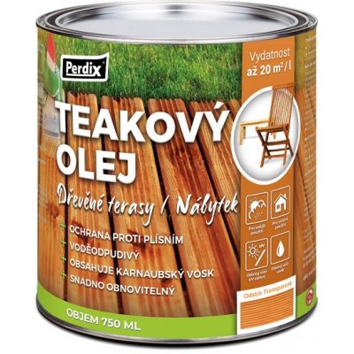 Perdix teakový olej 0,75 l transparent – HobbyKompas.cz