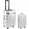 Kosmetický kufřík APT CA19 dvoudílný kosmetický kufřík na kolečkách stříbrná