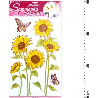 Anděl Samolepící dekorace 10031 slunečnice s motýly a glitry 50 x 32 cm – Zboží Mobilmania