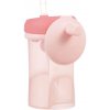 Dětská láhev a učící hrnek Difrax dětský hrneček s brčkem pink 250 ml