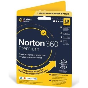 Norton 360 PREMIUM 75GB + VPN 1 lic. 10 lic. 1rok ESD (21405766)