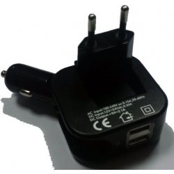 Solight USB nabíjecí adaptér auto+zásuvka, 2x USB, max. 2400mA, AC 230V /  DC 12V, bílý, DC42 nabíječky k gps - Nejlepší Ceny.cz
