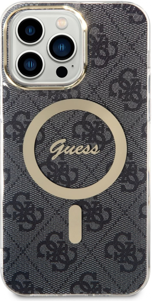 Pouzdro Guess 4G MagSafe + bezdrátová nabíječka Apple iPhone 14 Pro Max, černé