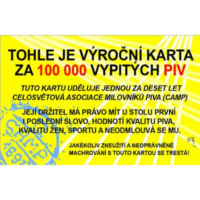 Průkaz Tohle je výroční karta za 100 000 – Hledejceny.cz
