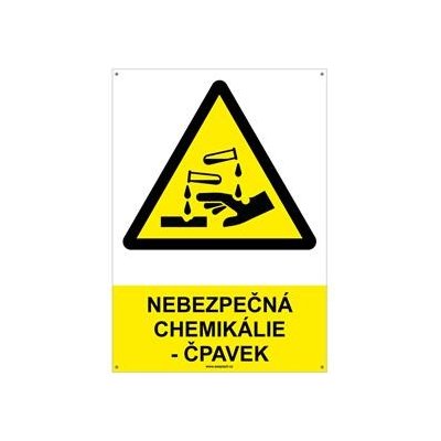 NEBEZPEČNÁ CHEMIKÁLIE - ČPAVEK - bezpečnostní tabulka s dírkami, plast A4, 2 mm