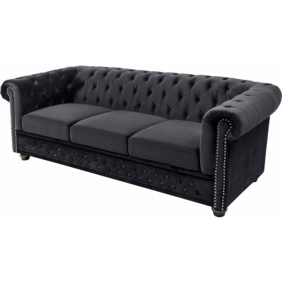 Interior DE Pohovka Chesterfield 3M 205 cm černá samet POH47033 – Zboží Dáma